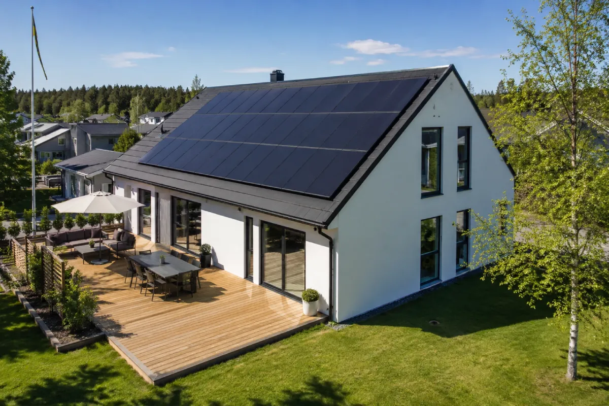 ampy solpaneler villa solig sommardag