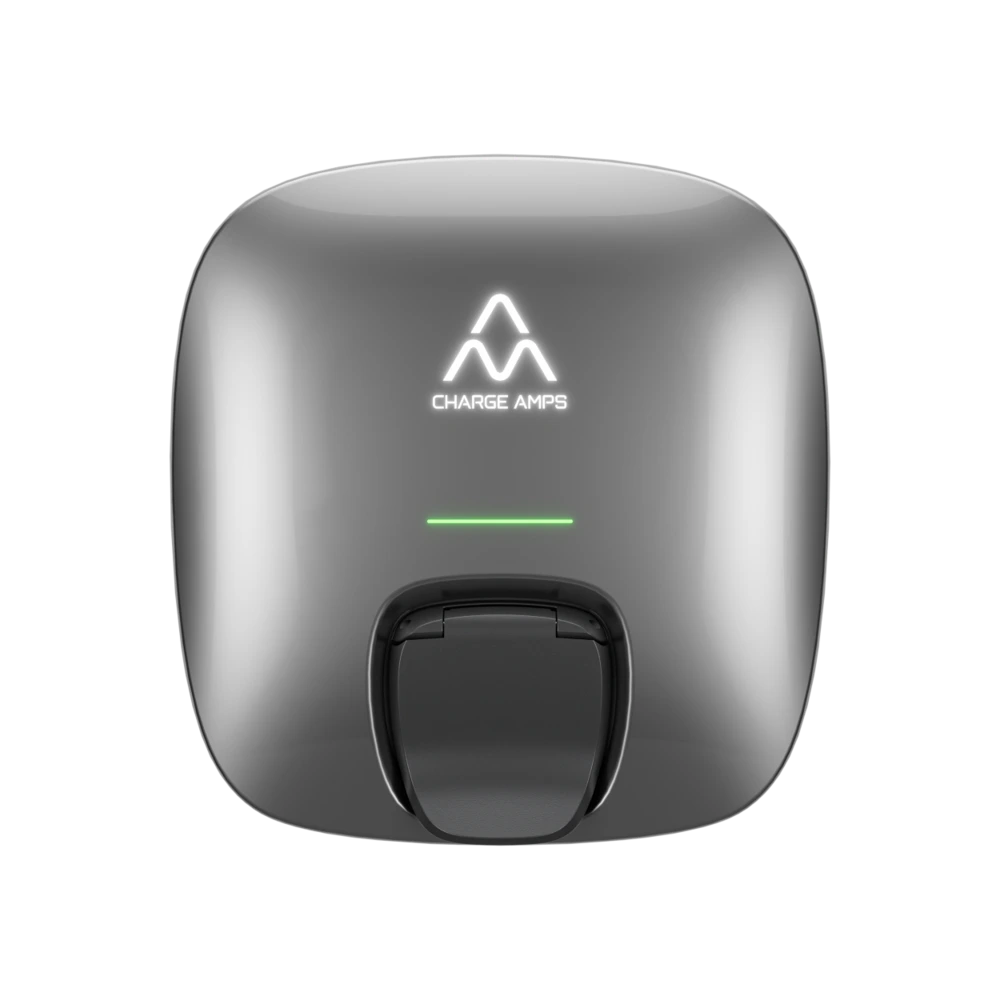 En Charge Amps Luna laddbox i en produktbild.