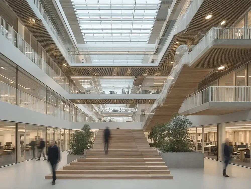 Elinstallationer i en kommunal lobby, för belysning och informationsskärmar.