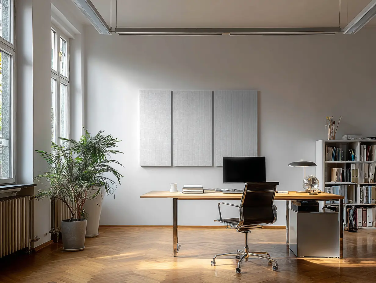 En elektriker som utför elinstallationer vid arbetsplatser i ett kontor.